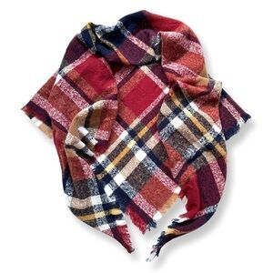 Luxury Cashmere Acrylic Plaid Knitted Triangle Scarf